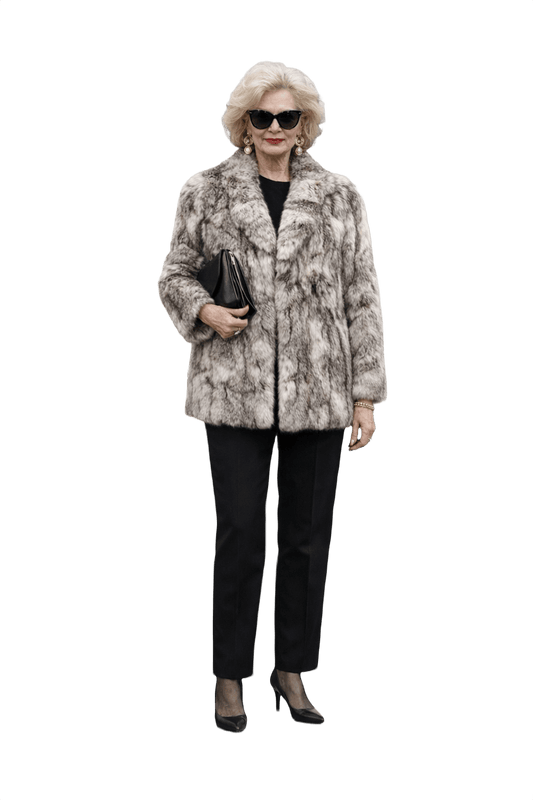 1980s Gray Fur Coat - Model