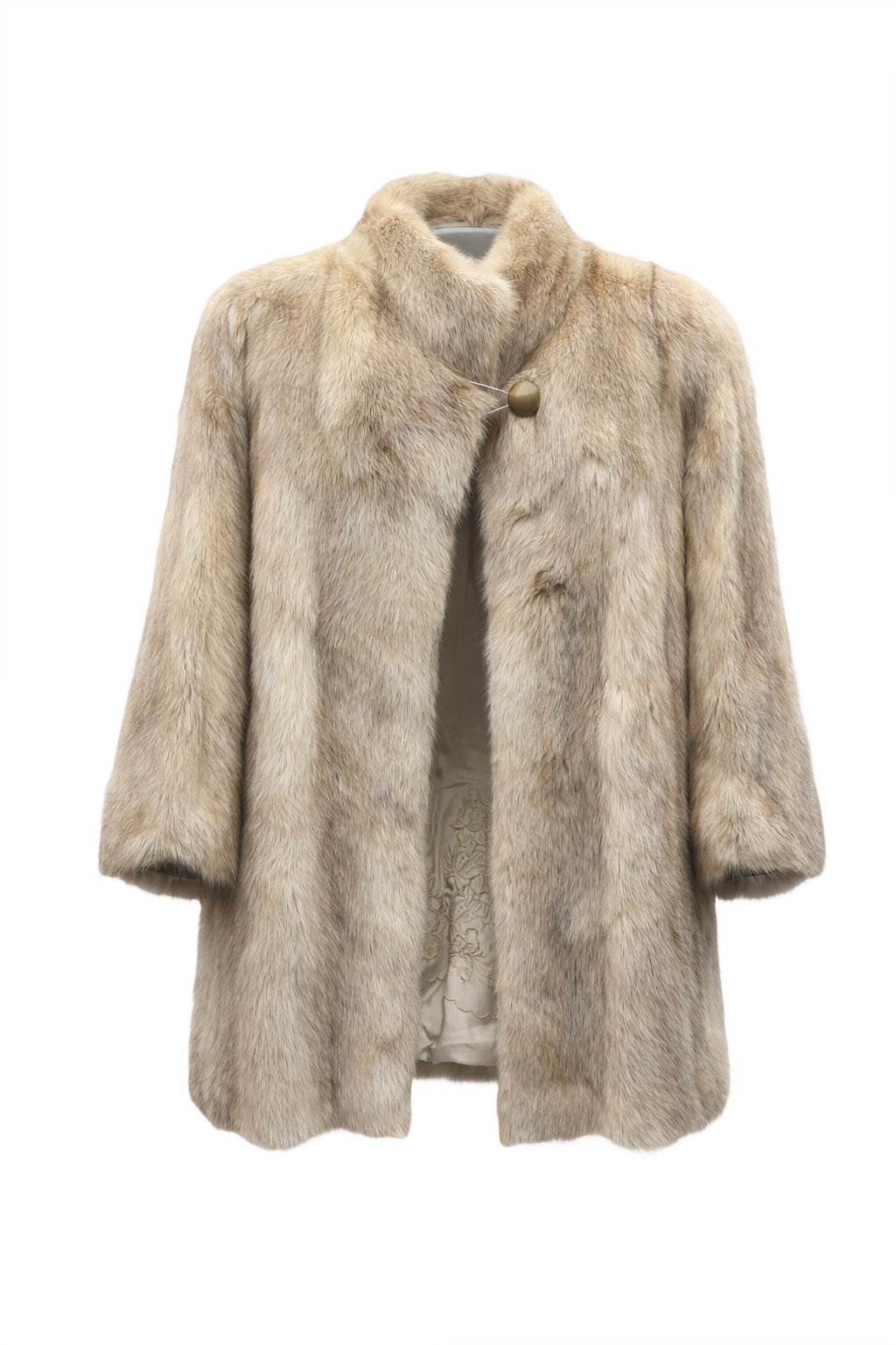 1980s Cream Beige Fur Coat - Front View