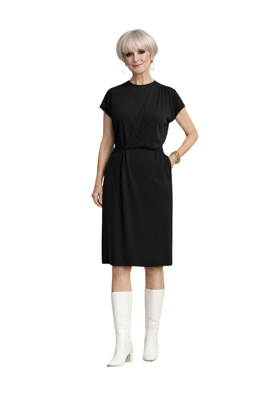 1960s Black Polyester Dress - Model