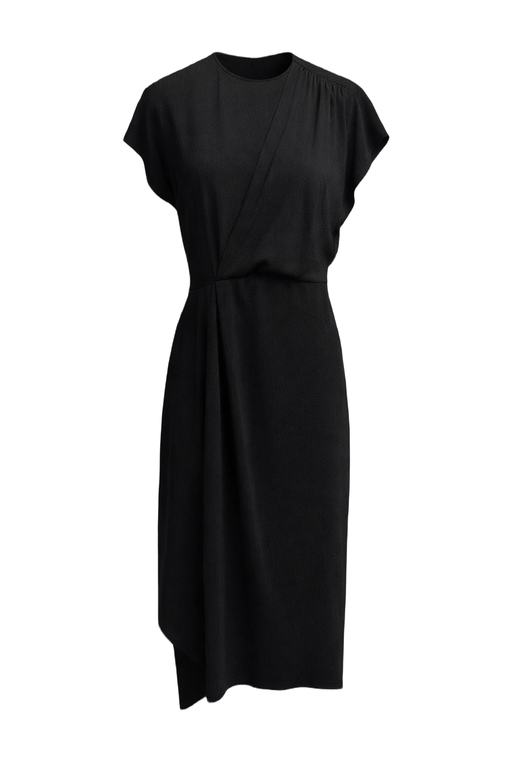 1960s Black Polyester Dress - Front View