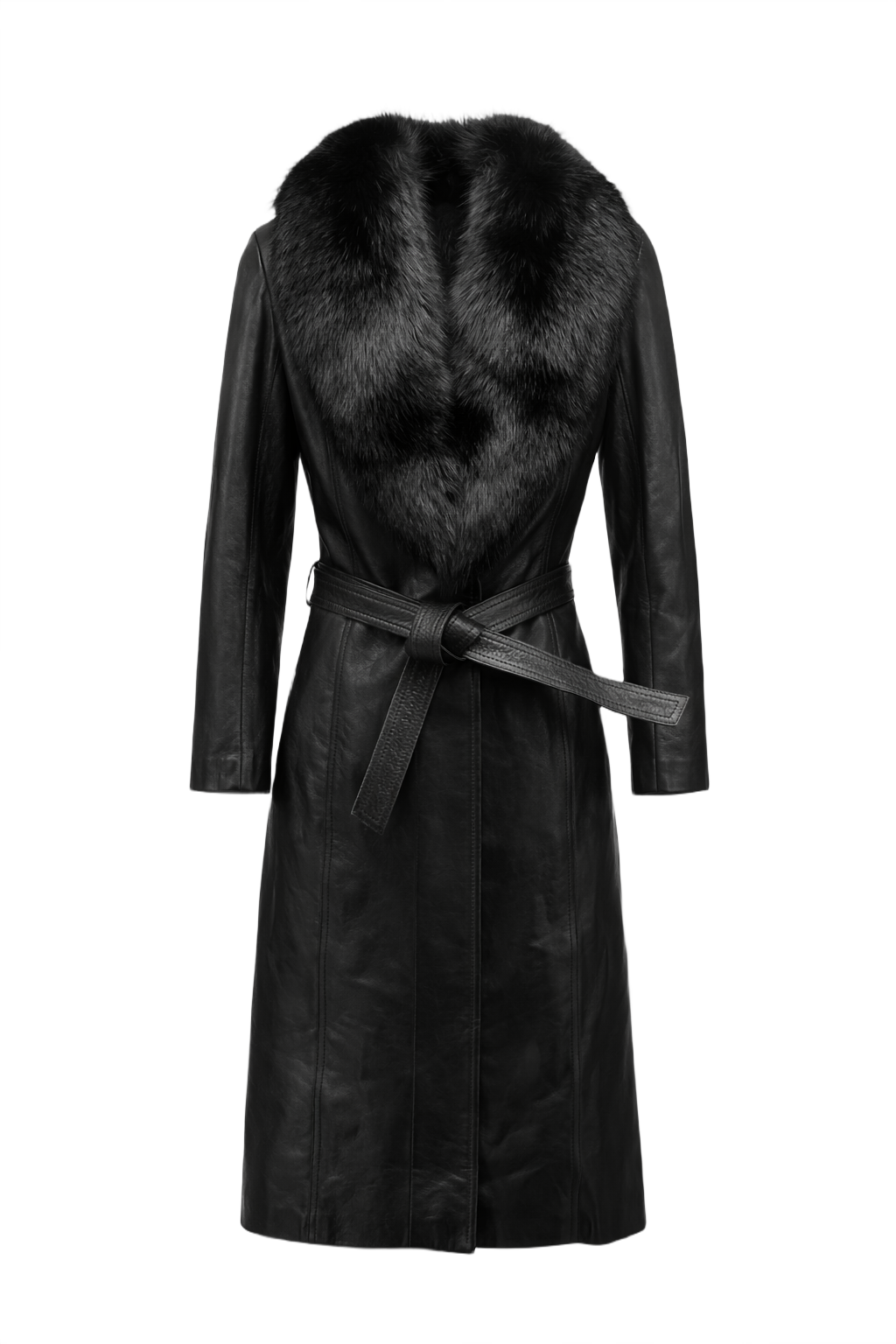 1990s Black Leather Coat - Front View