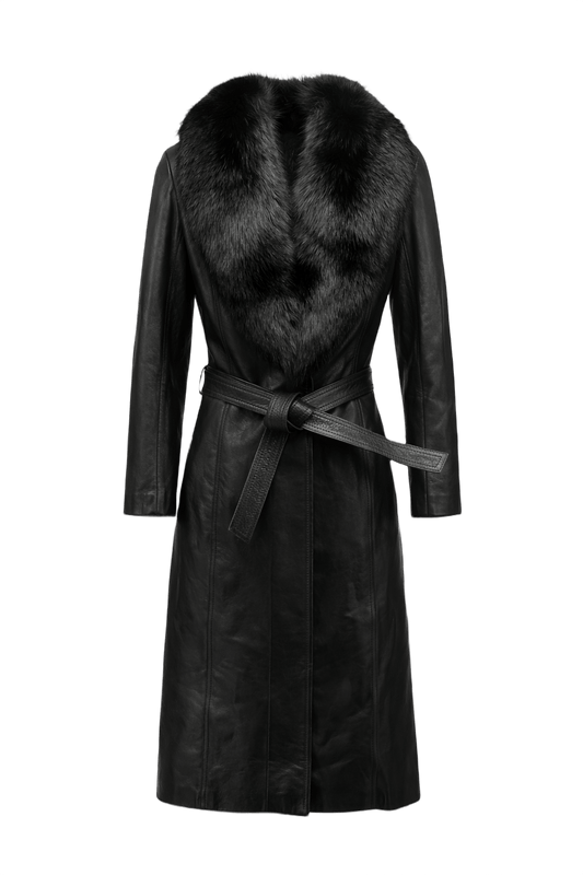 1990s Black Leather Coat - Front View
