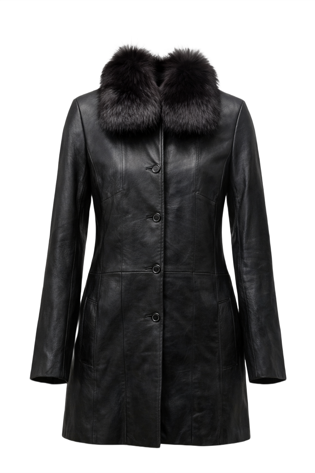 1990s Black Leather Jacket - Front View