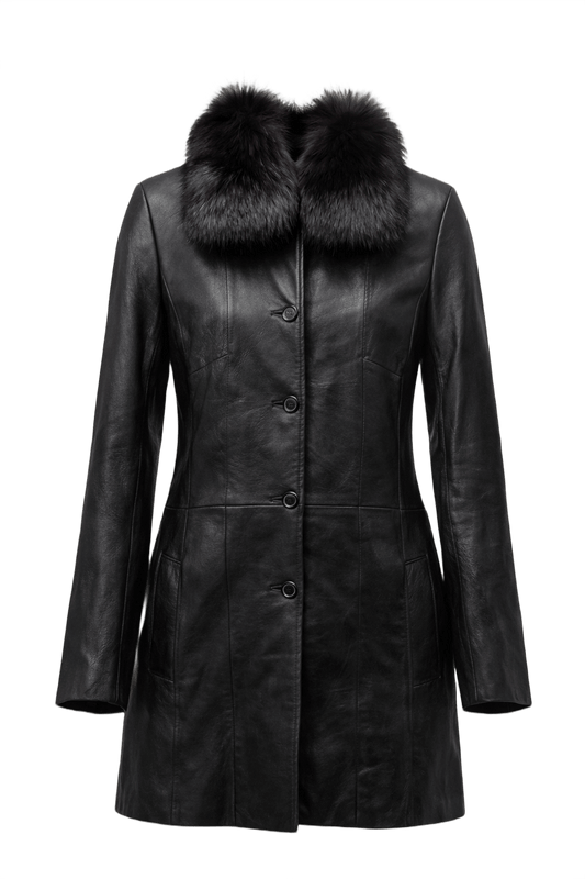 1990s Black Leather Jacket - Front View