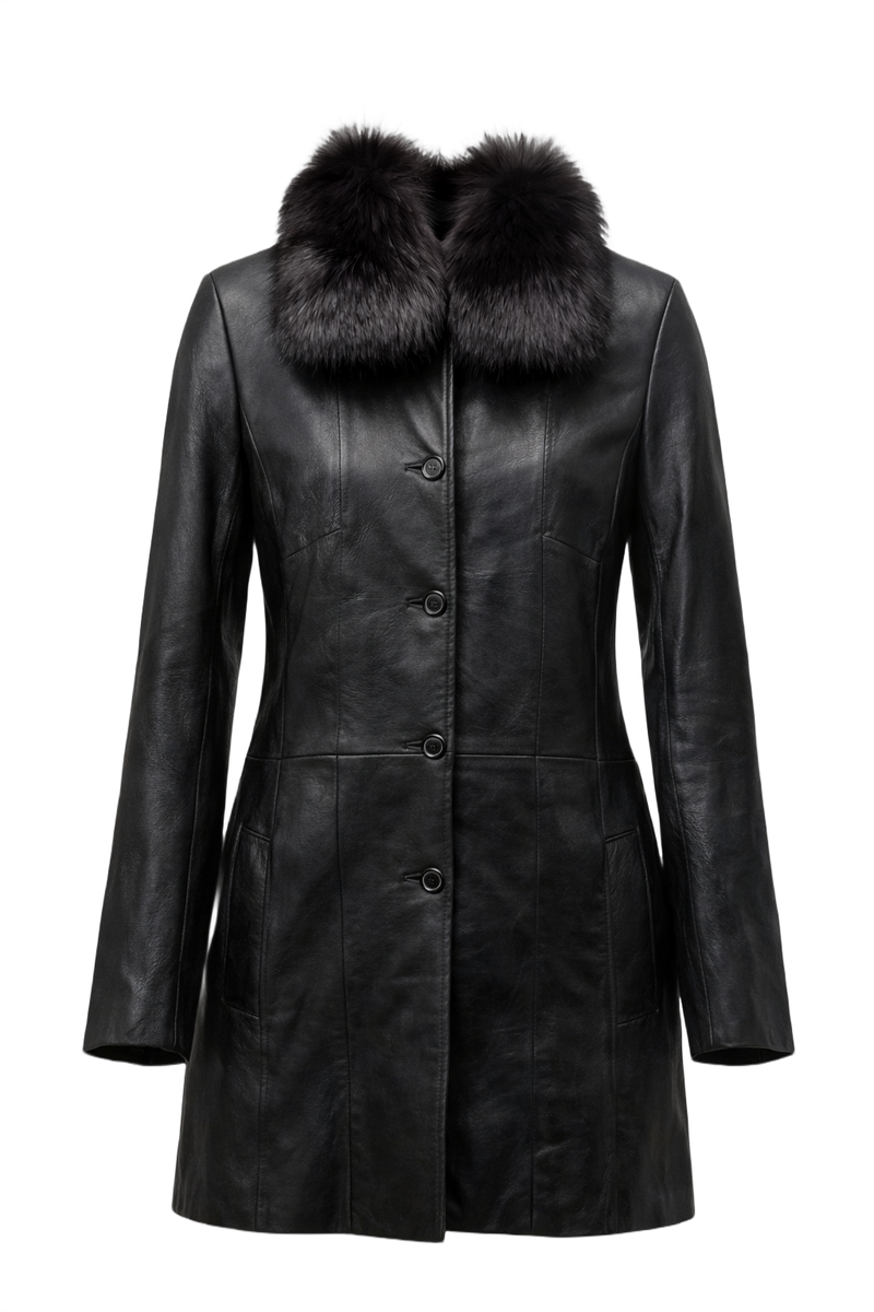 1990s Black Leather Jacket - Front View