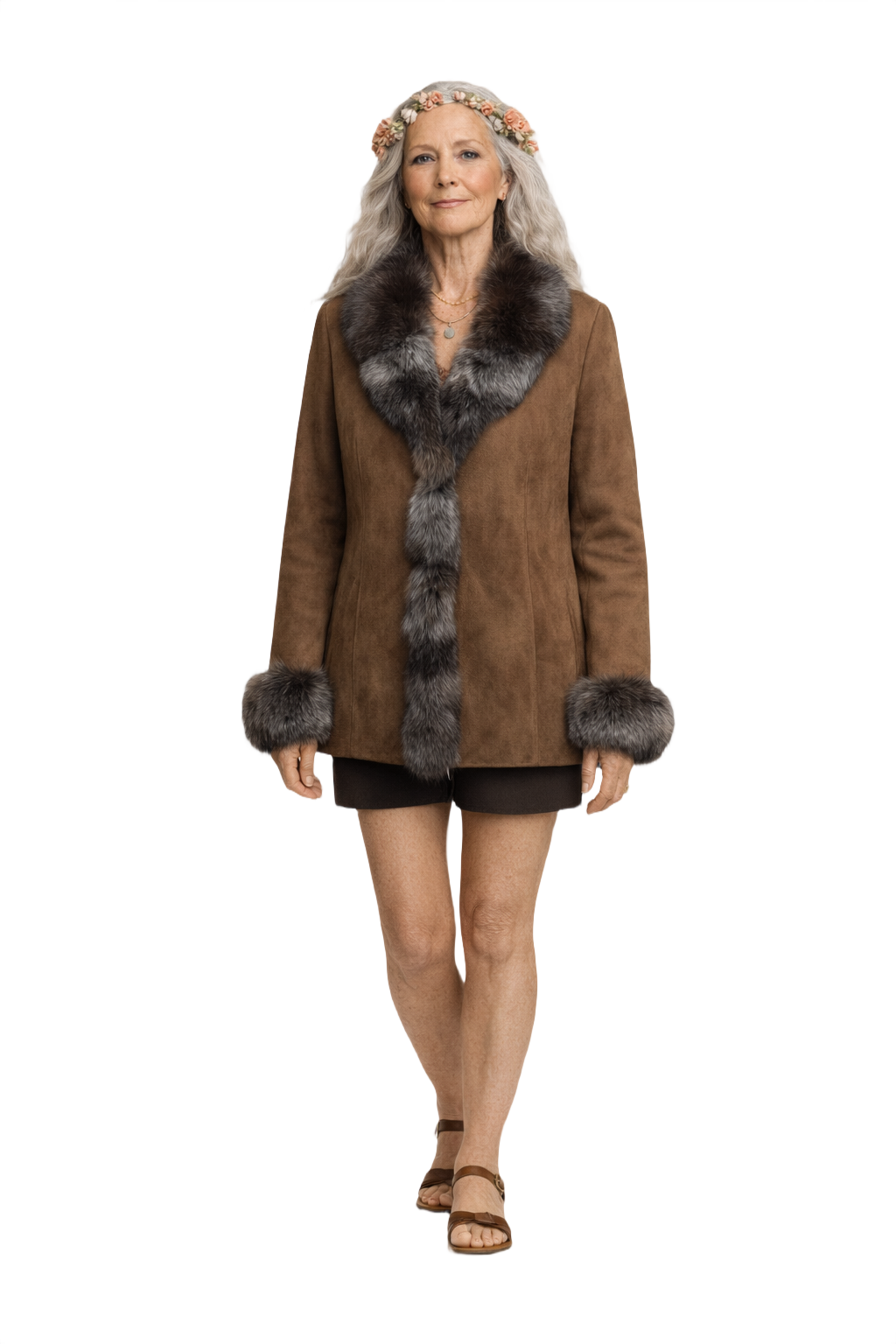 1970s Brown Suede Jacket - Model