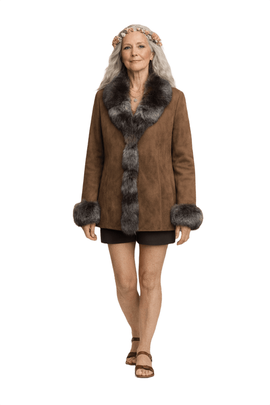 1970s Brown Suede Jacket - Model