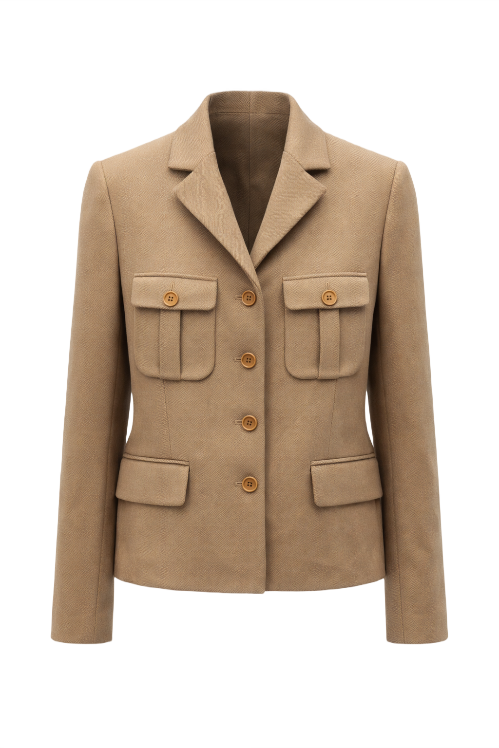 1990s Beige Wool Blazer - Front View