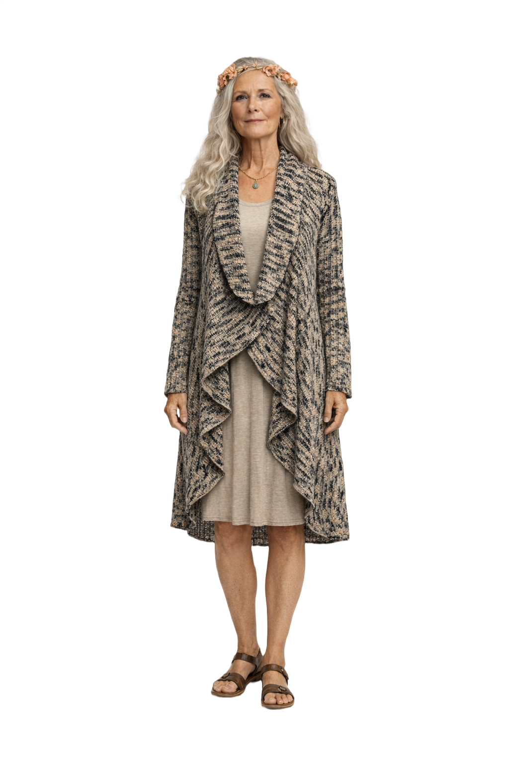 1970s Black Knit Cardigan - Model