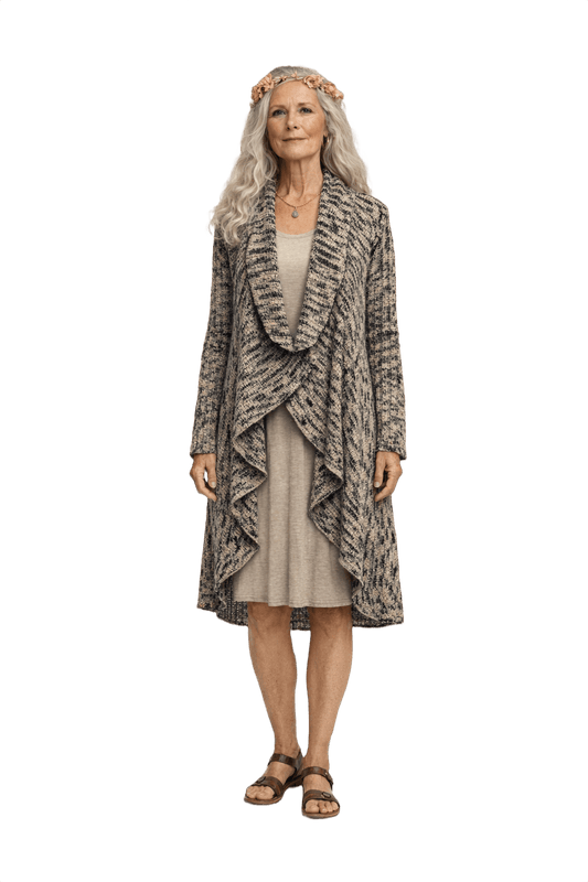 1970s Black Knit Cardigan - Model