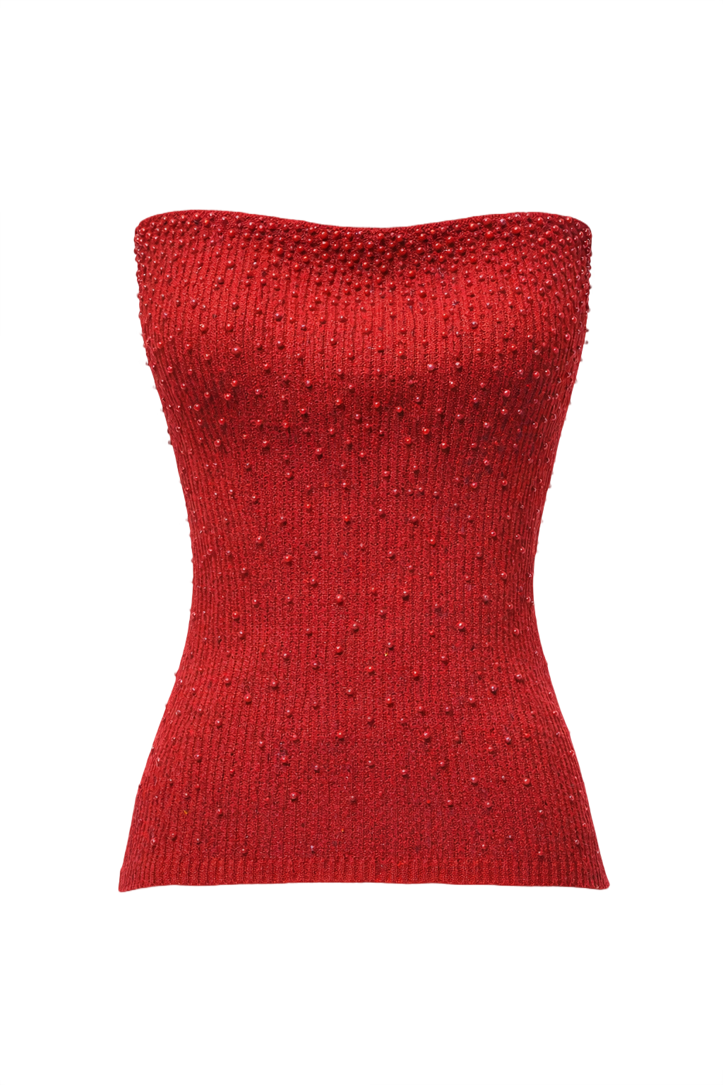 1970s Red Knit Tank Top and Scarf - Front View
