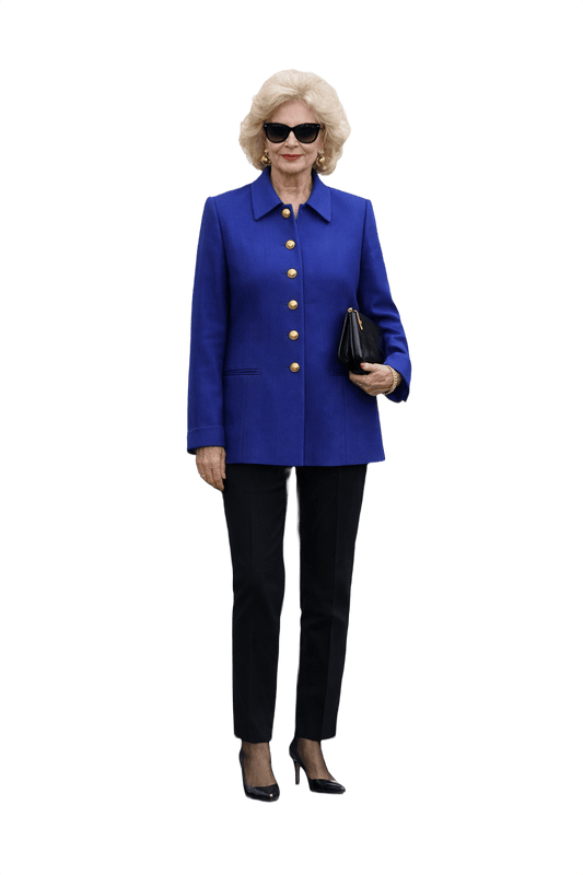 1980s Royal Blue Wool Jacket - Model