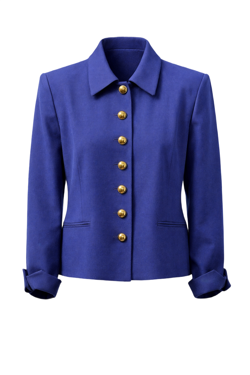 1980s Royal Blue Wool Jacket - Front View