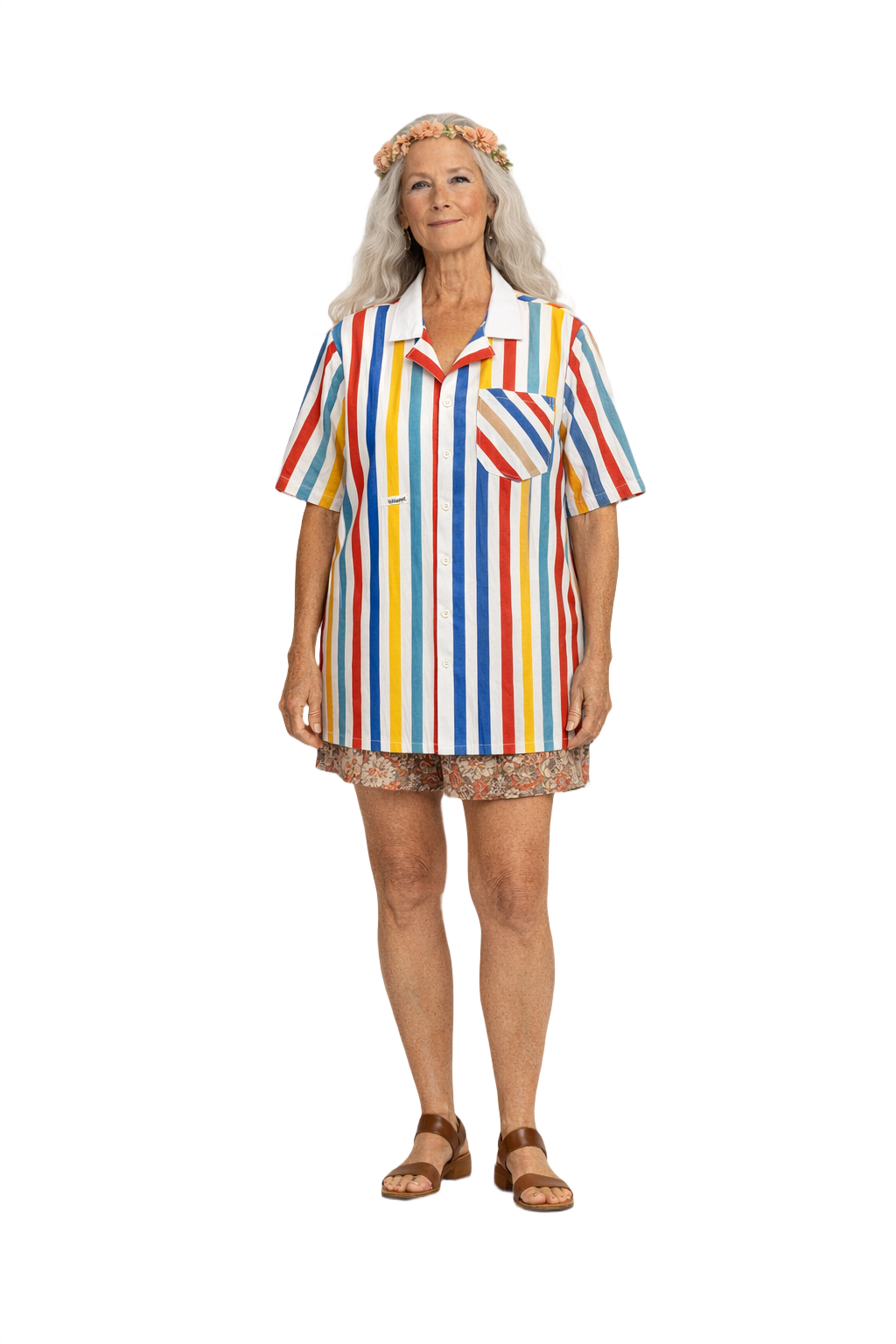 1970s Multi-Color Cotton Shirt - Model