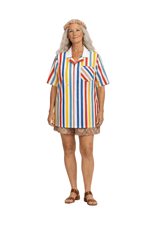 1970s Multi-Color Cotton Shirt - Model