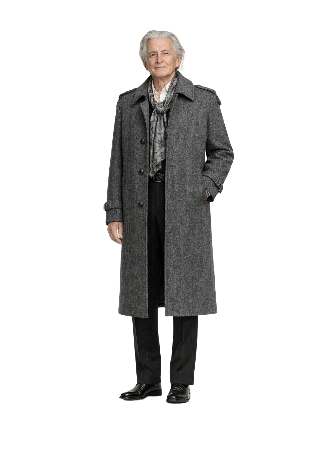 1970s Dark Grey Wool Coat - Model