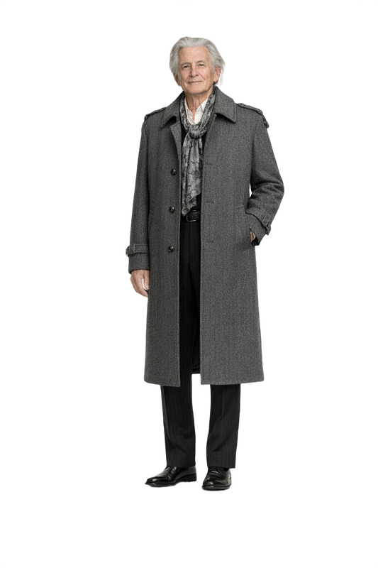 1970s Dark Grey Wool Coat - Model