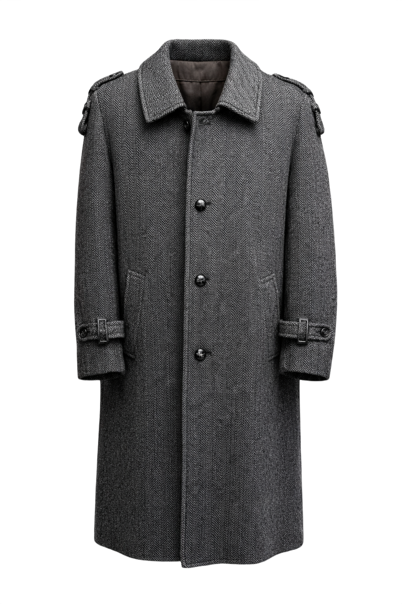 1970s Dark Grey Wool Coat - Front View
