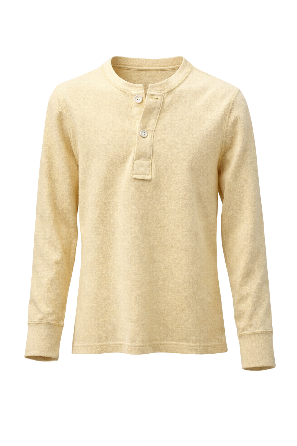 1940s Light Yellow Cotton Henley - Front View