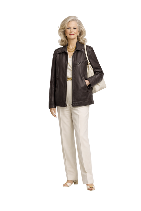 1970s Dark Brown Leather Jacket - Model