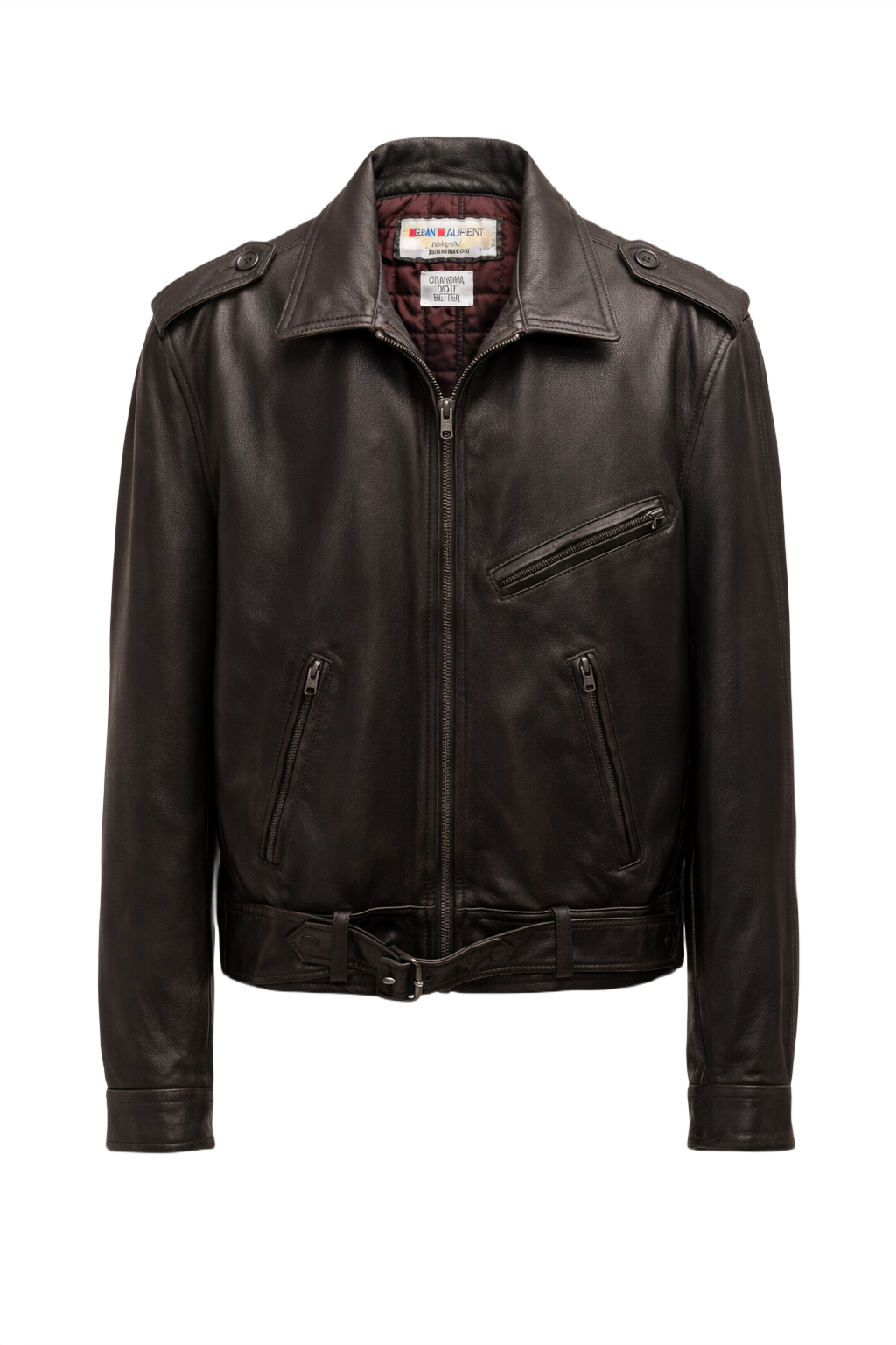 1970s Dark Brown Leather Jacket - Front View