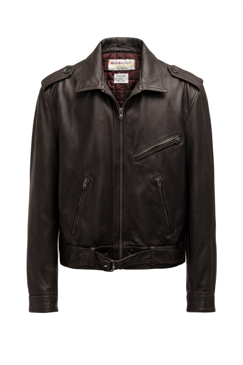 1970s Dark Brown Leather Jacket - Front View