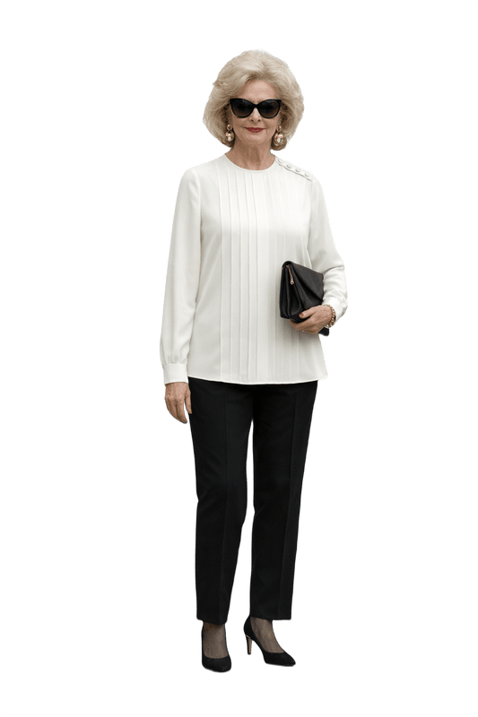 1980s White Polyester Blouse - Model