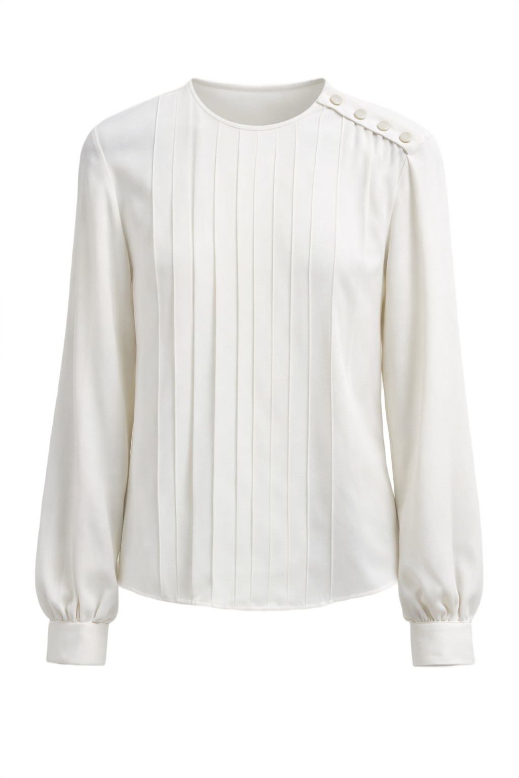 1980s White Polyester Blouse - Front View
