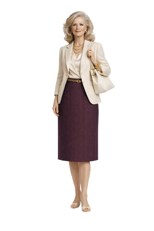 1970s Dark Purple Wool Skirt - Model