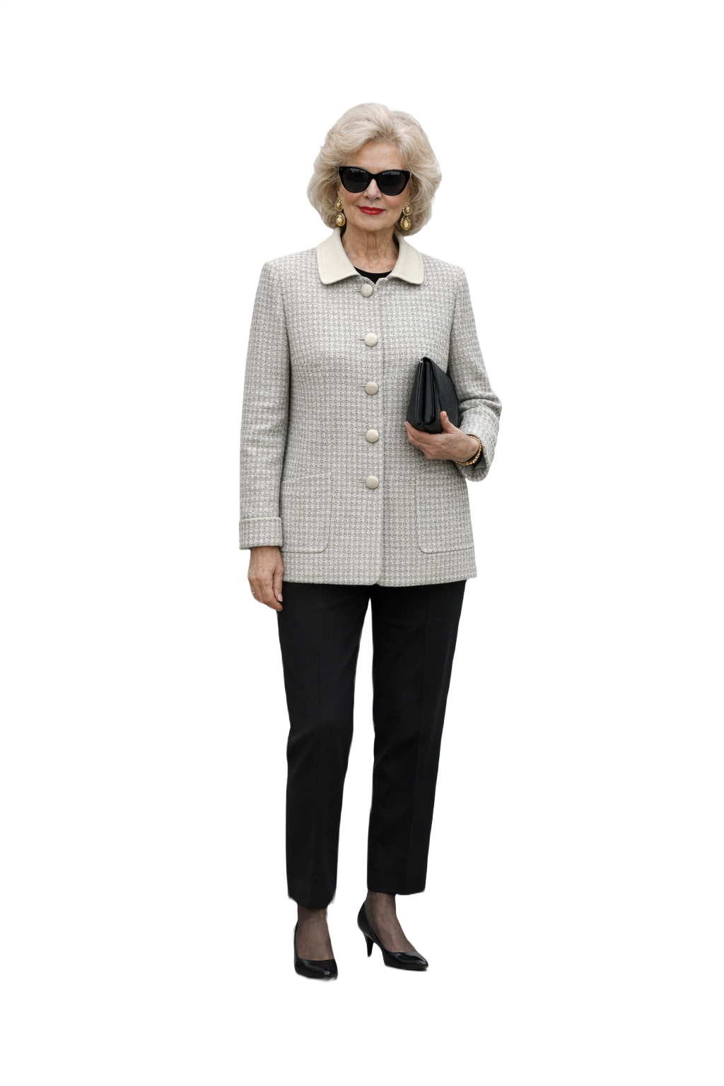 1980s Light Gray Wool Blazer - Model
