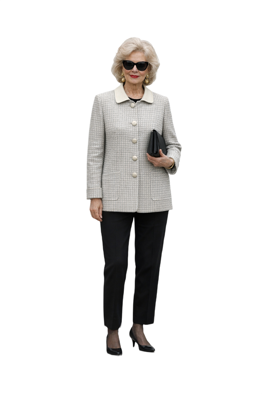 1980s Light Gray Wool Blazer - Model