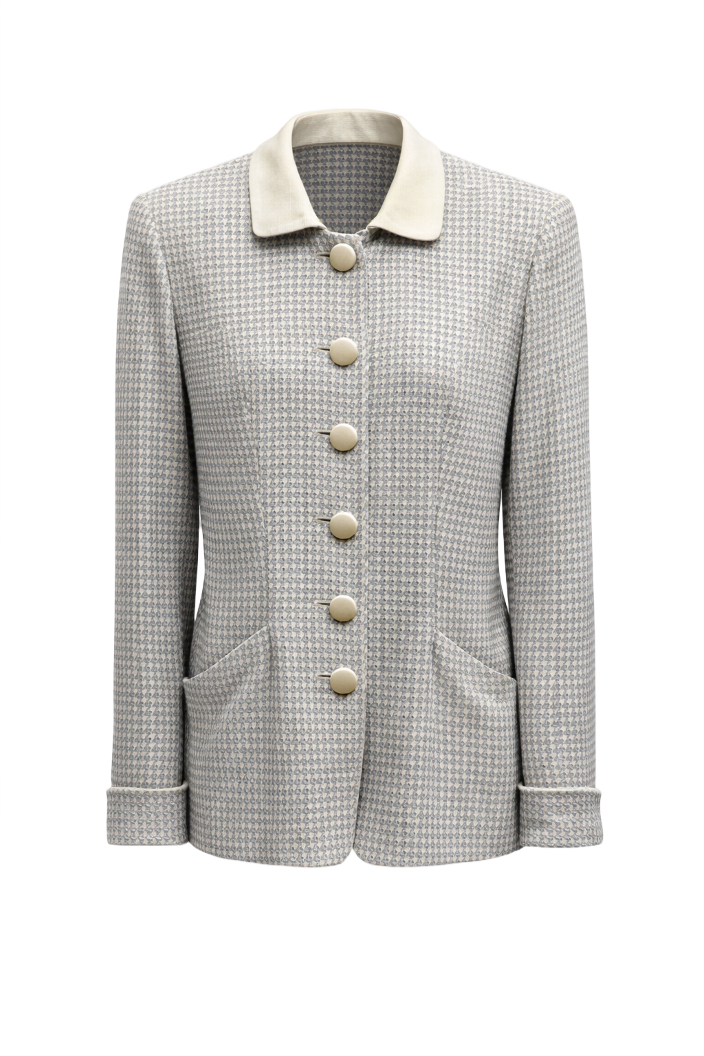 1980s Light Gray Wool Blazer - Front View