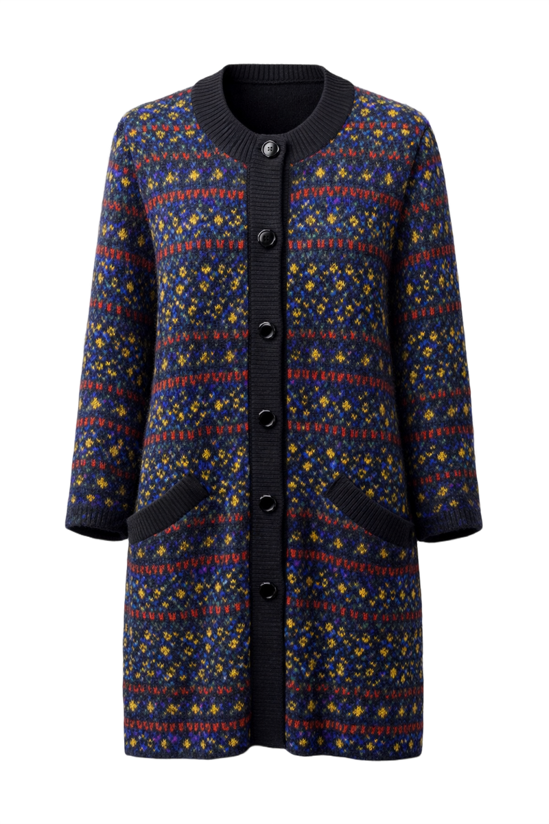1970s Navy Blue Wool Cardigan - Front View