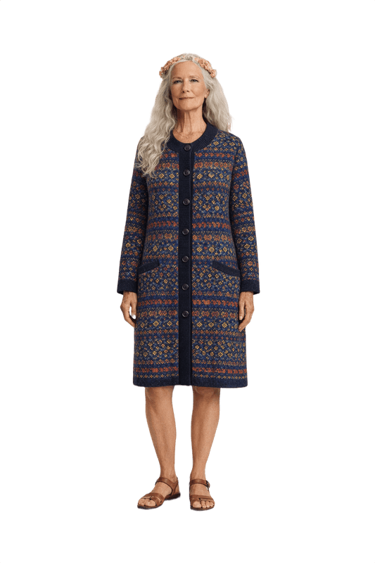 1970s Navy Blue Wool Cardigan - Model