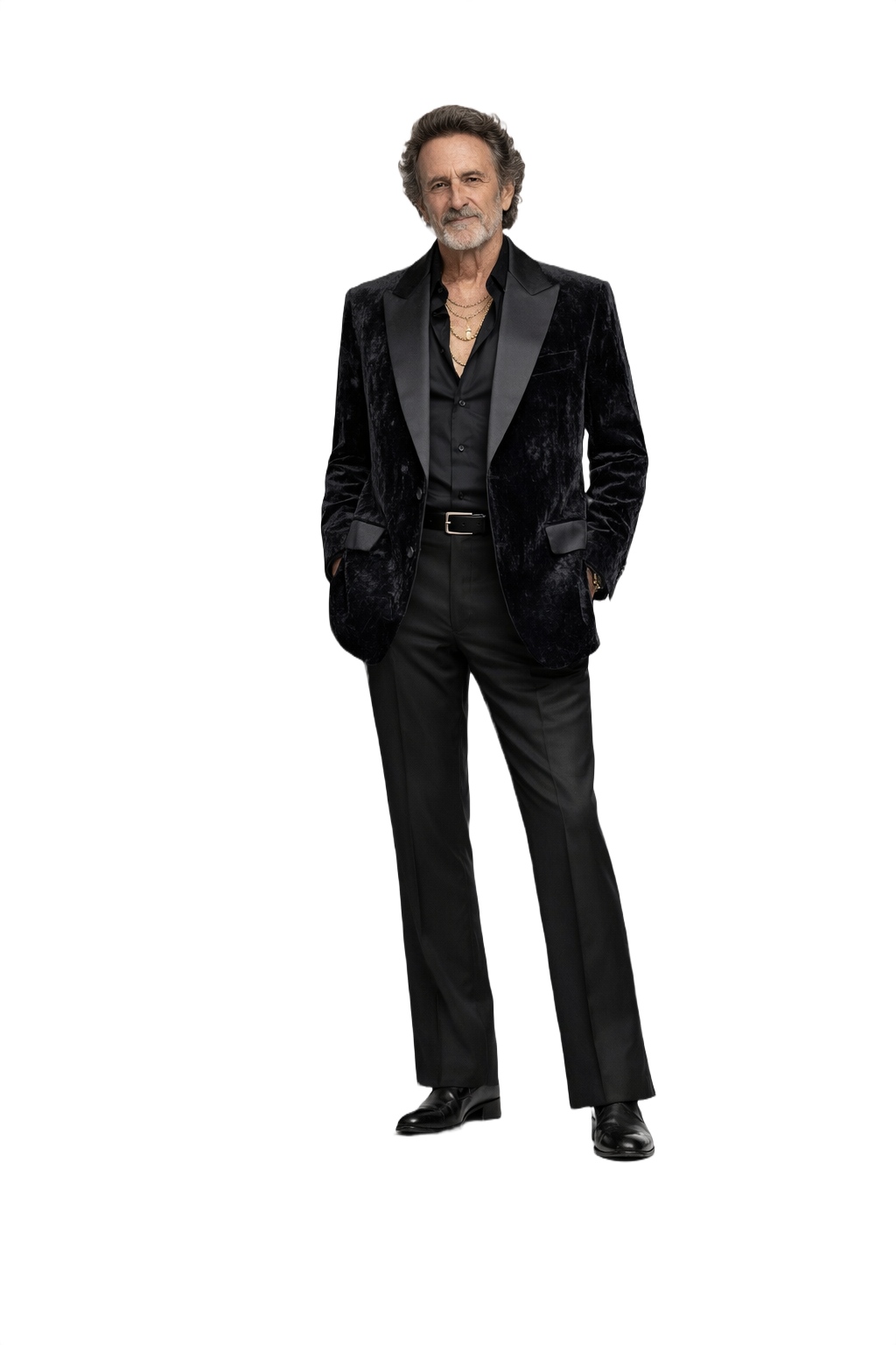 1970s Black Velvet Blazer - Model
