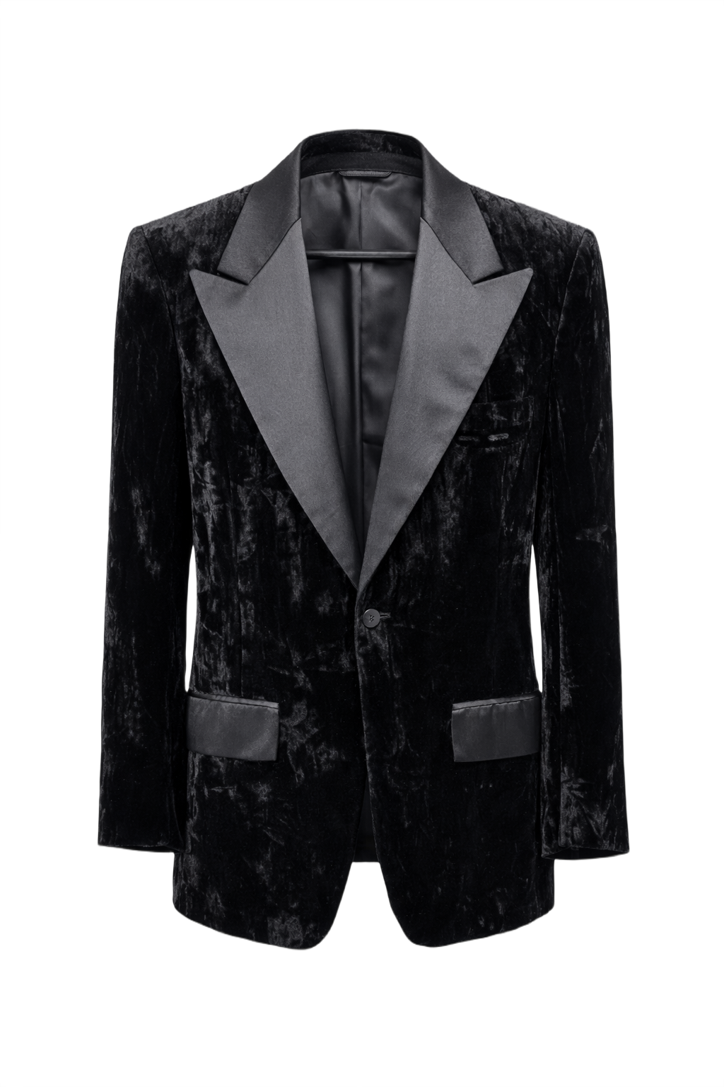 1970s Black Velvet Blazer - Front View
