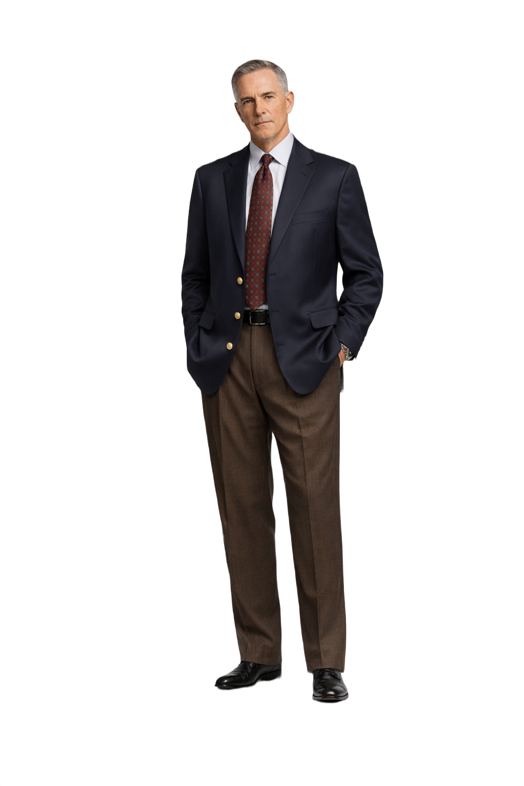 1990s Navy Blue Wool Blazer - Model