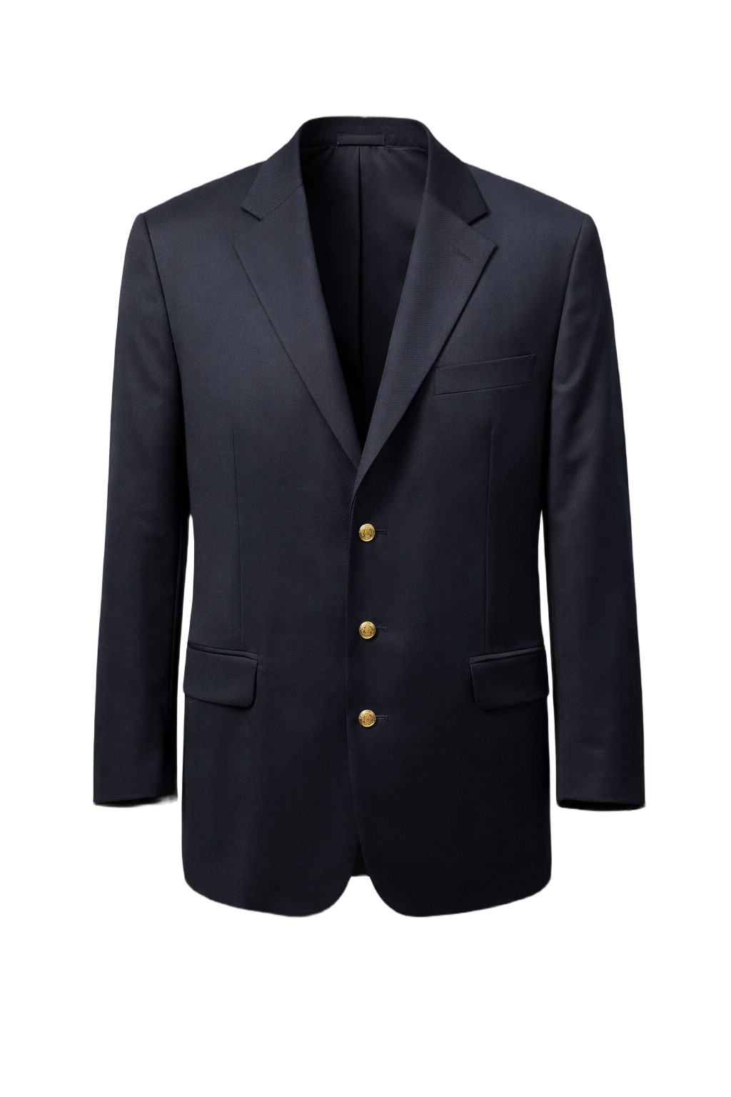 1990s Navy Blue Wool Blazer - Front View