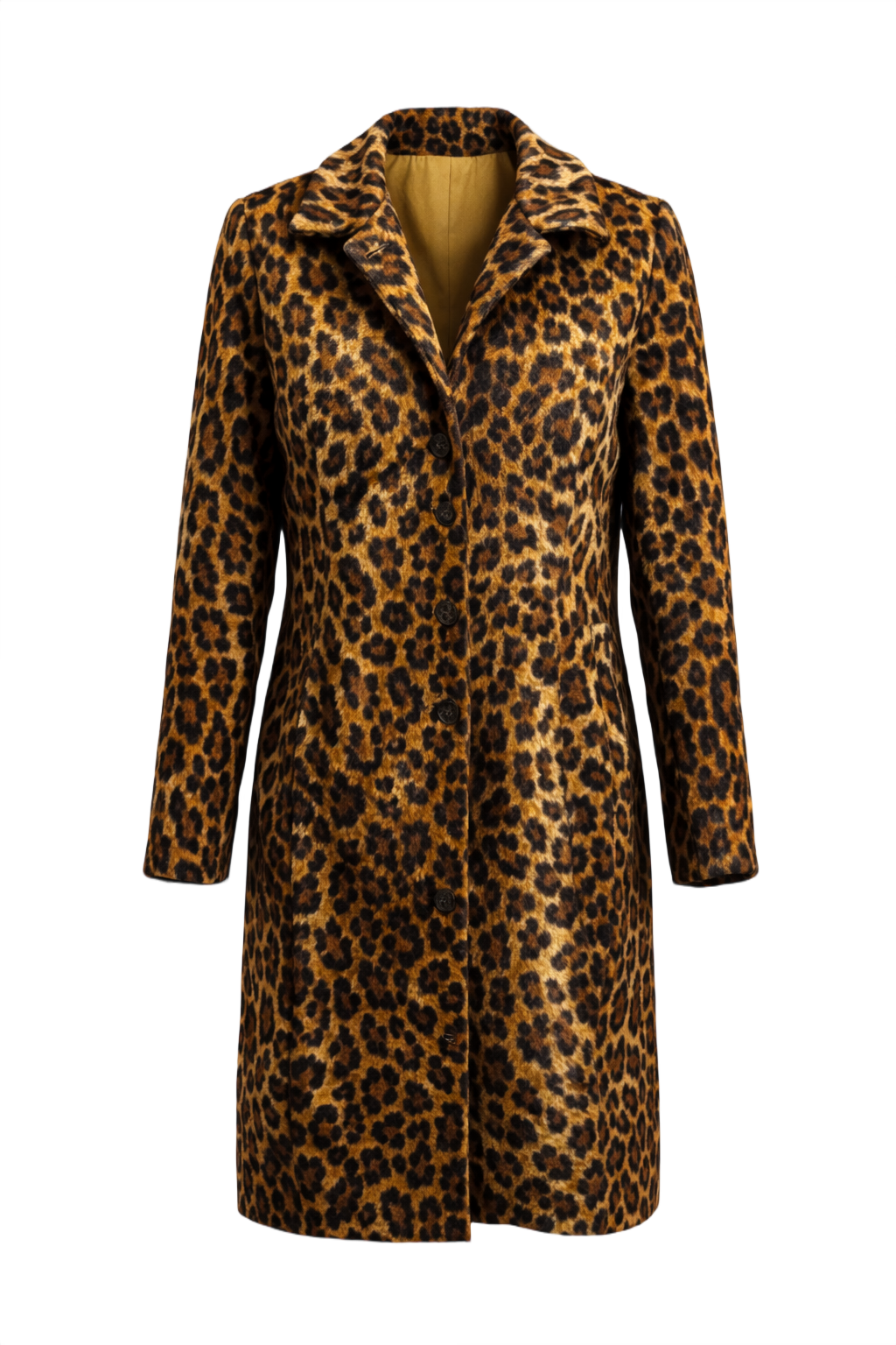 1990s Leopard Print Faux Fur Coat - Front View