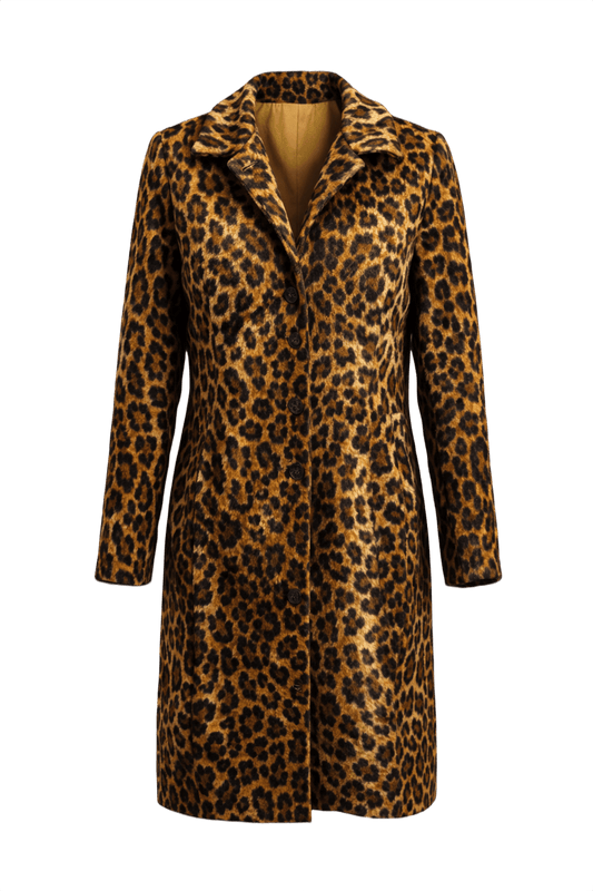 1990s Leopard Print Faux Fur Coat - Front View