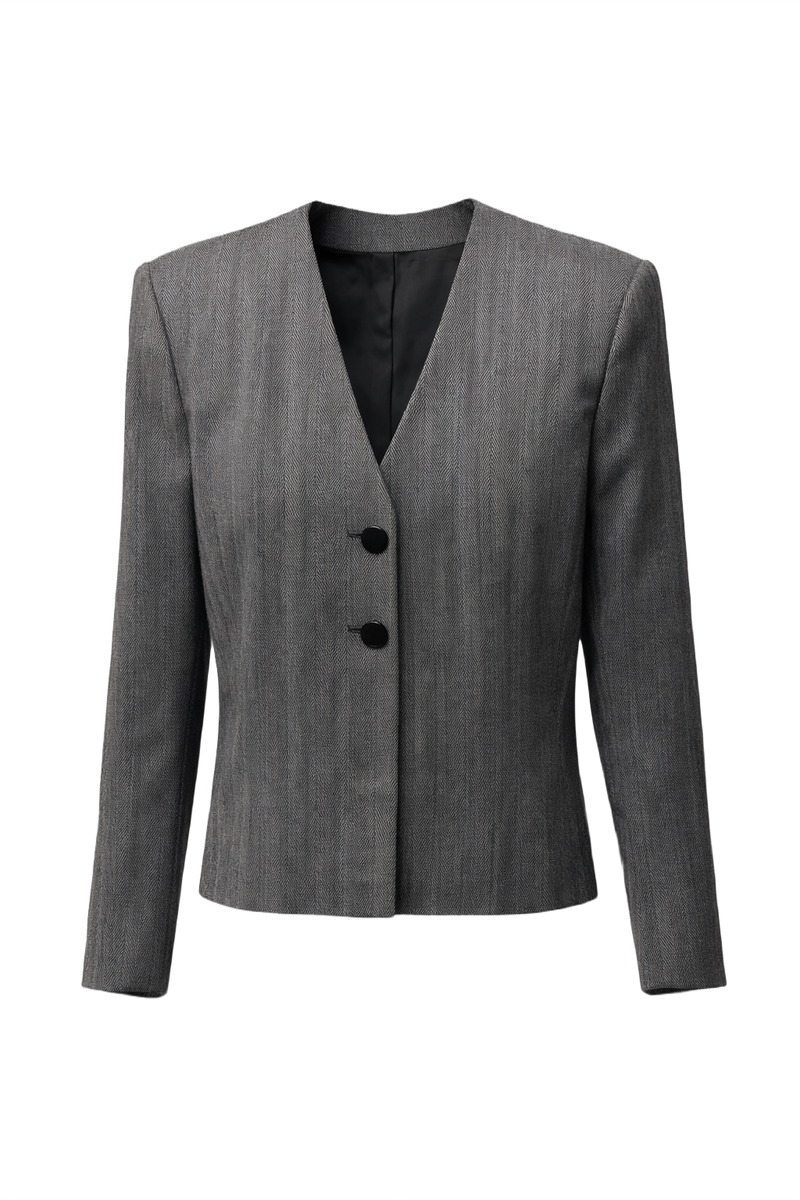 1980s Gray Wool Blazer - Front View