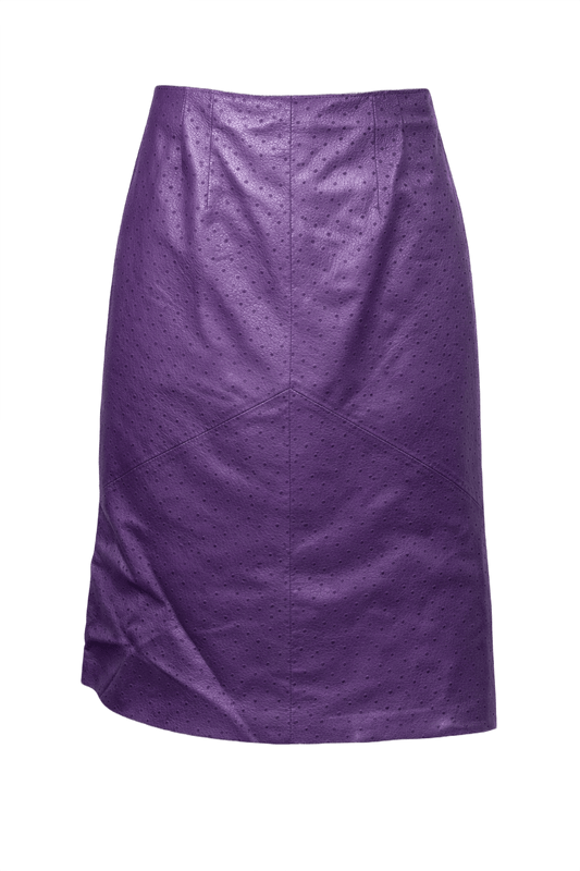 1990s Purple Leather Skirt - Front View