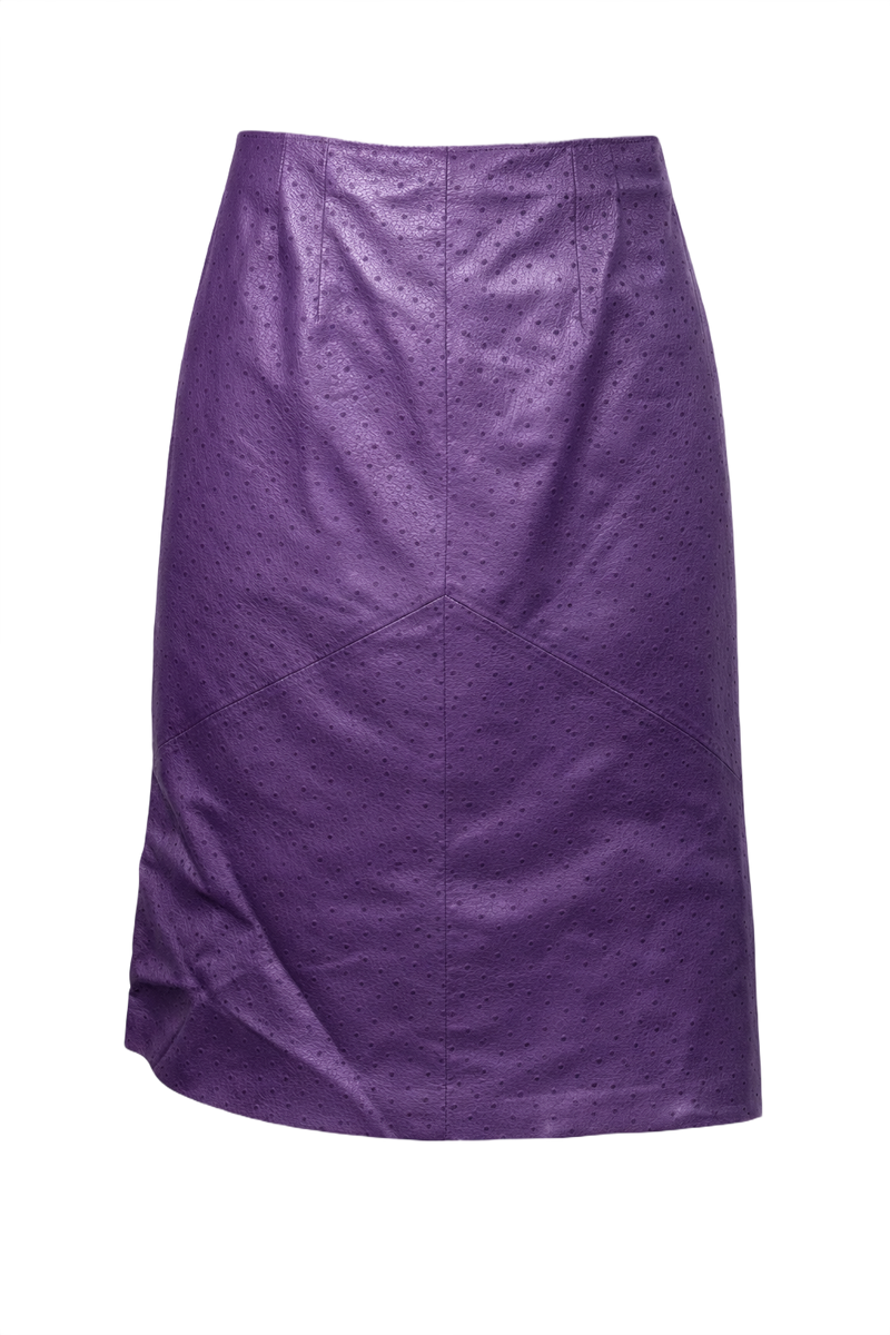 1990s Purple Leather Skirt - Front View