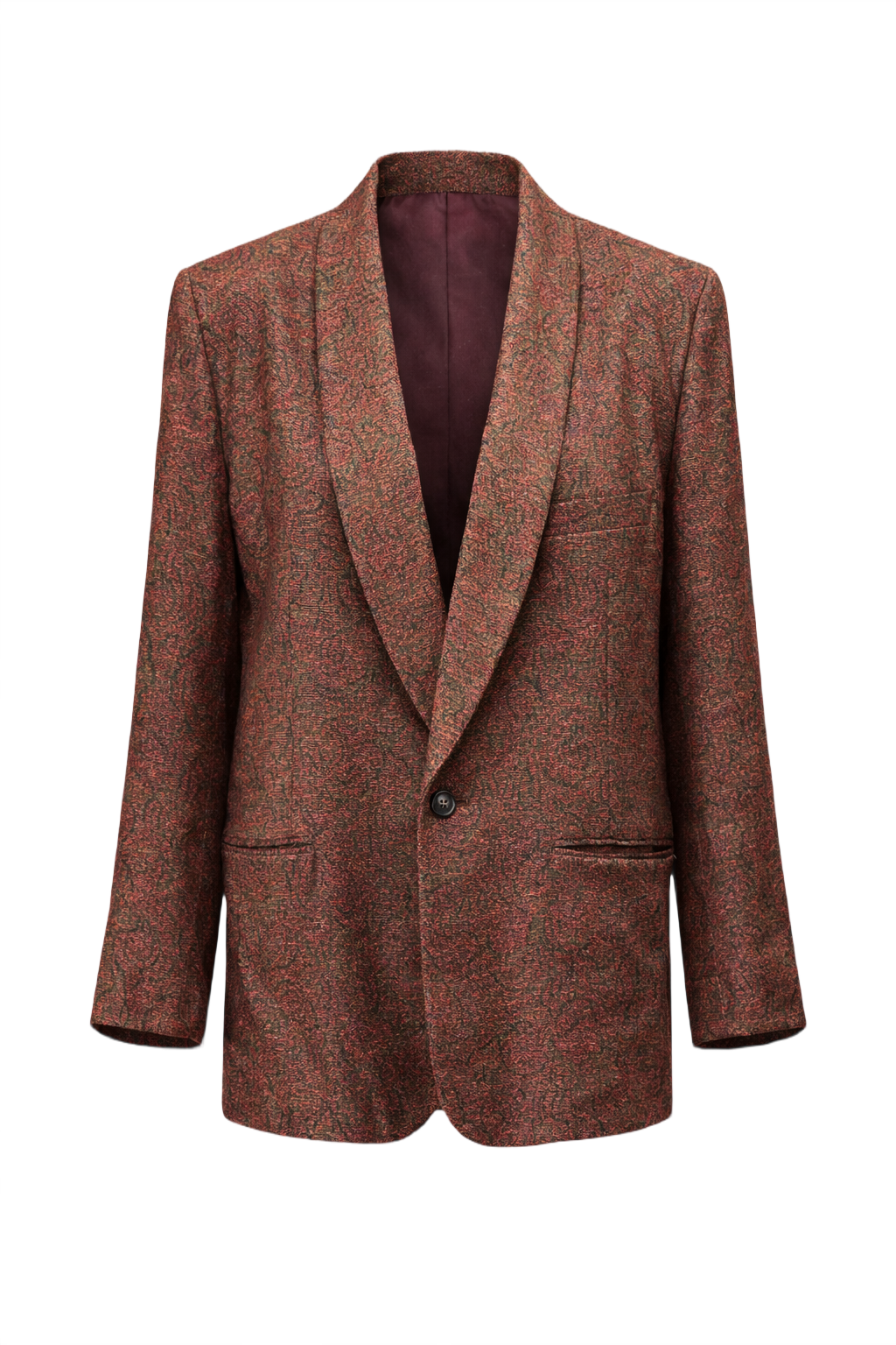 1980s Burgundy Wool Blend Blazer - Front View