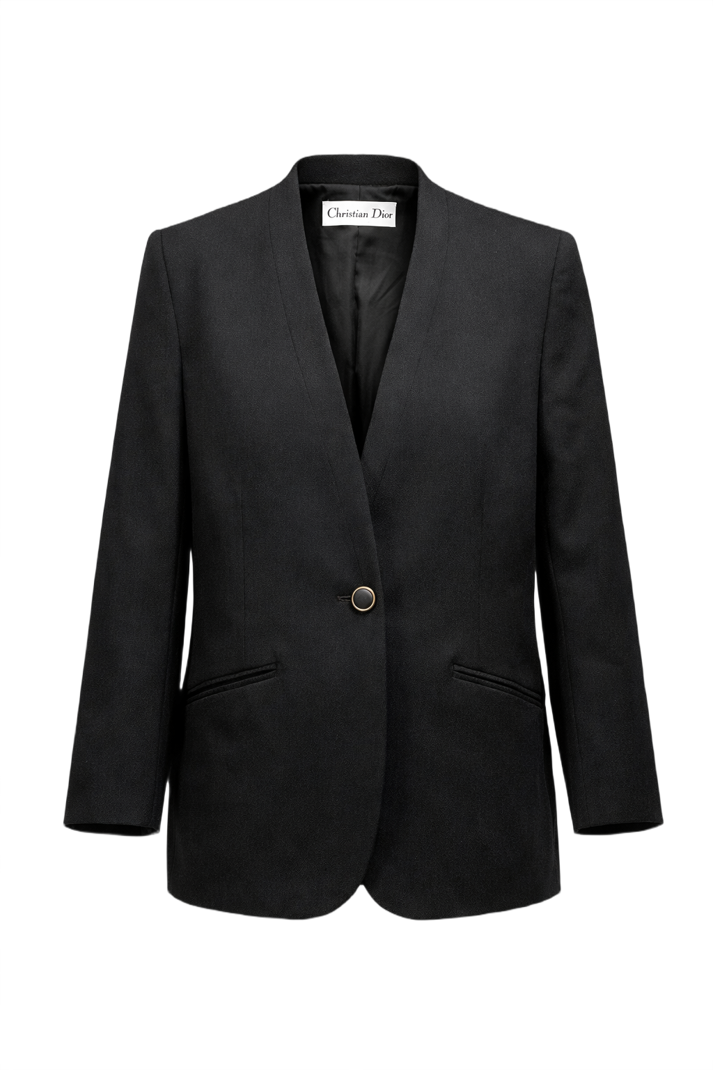1980s Black Wool Blazer - Front View