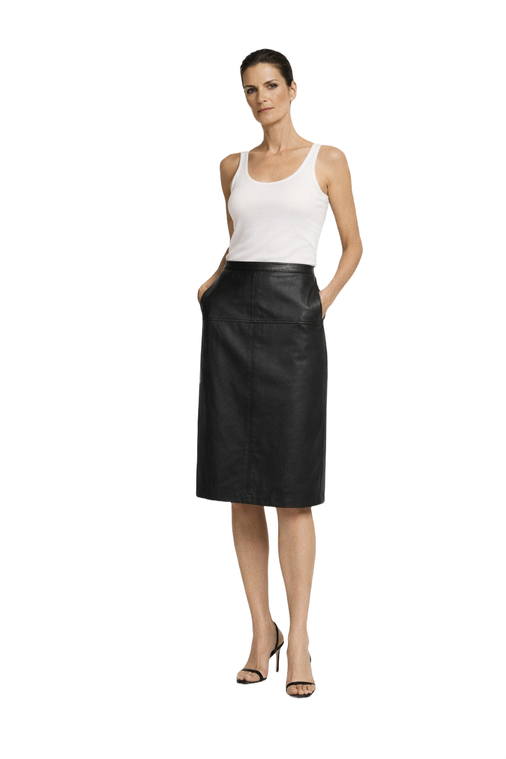 1990s Black Leather Skirt - Model