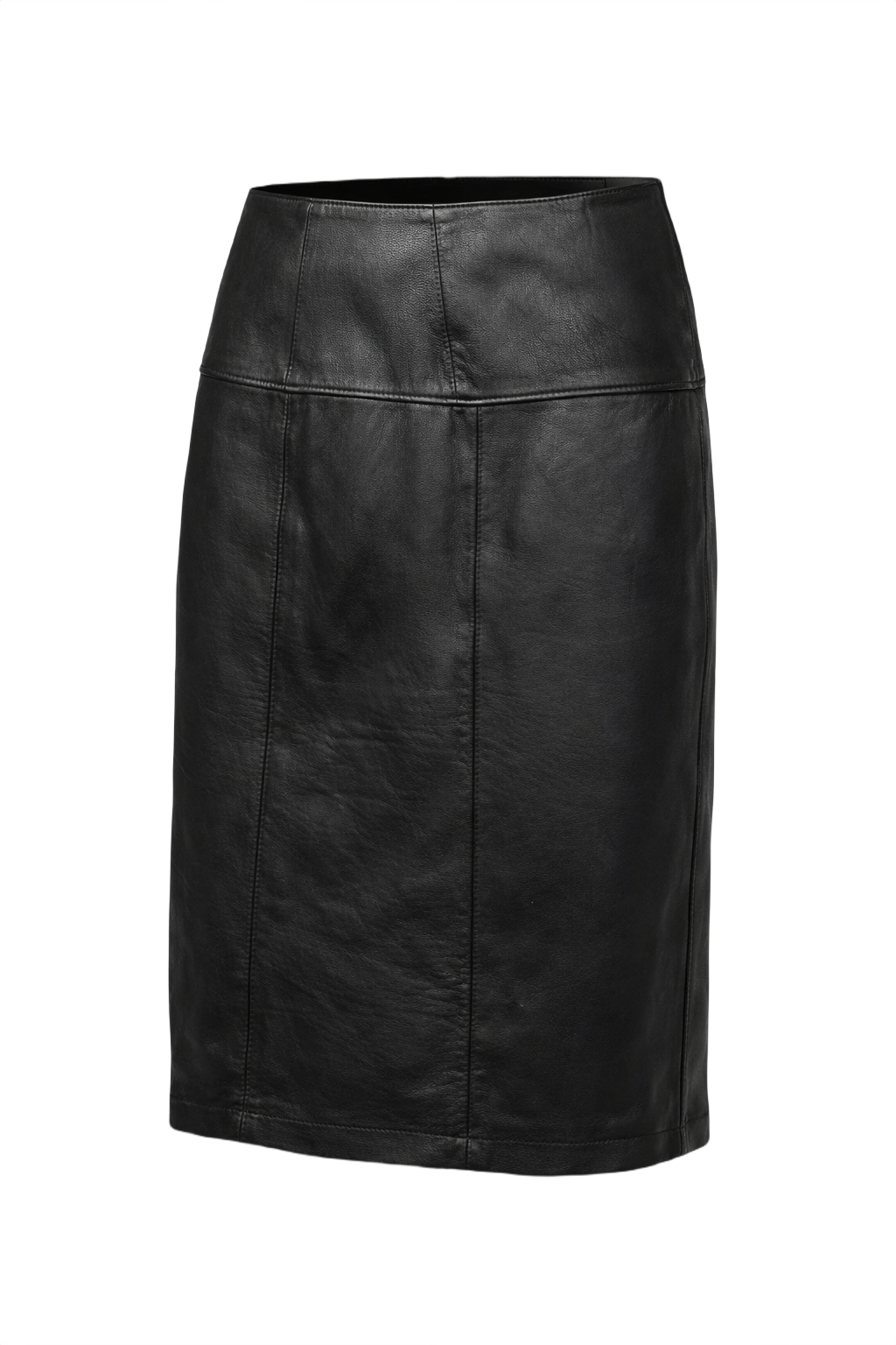 1990s Black Leather Skirt - Front View