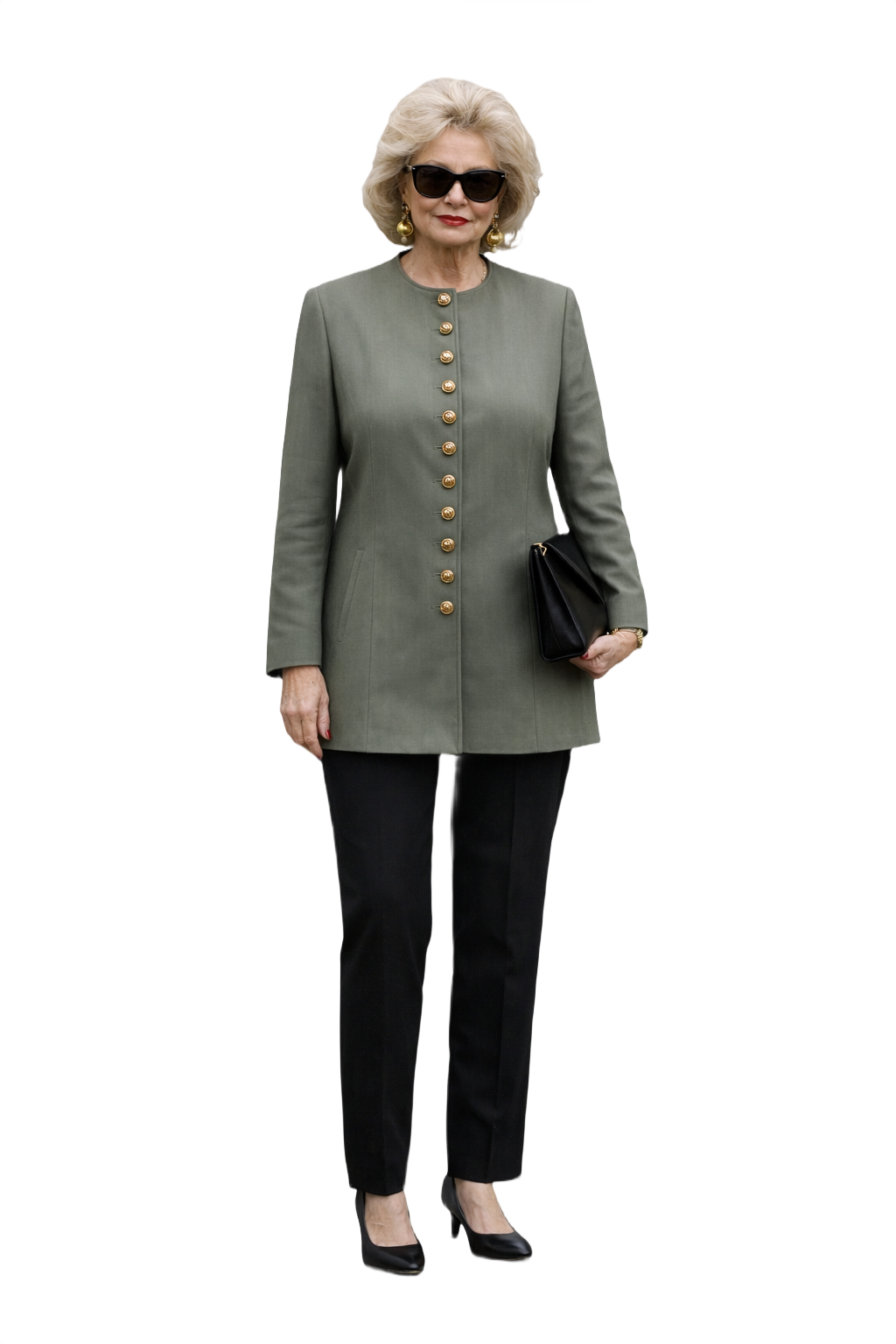 1980s Green Grey Wool Blend Blazer - Model