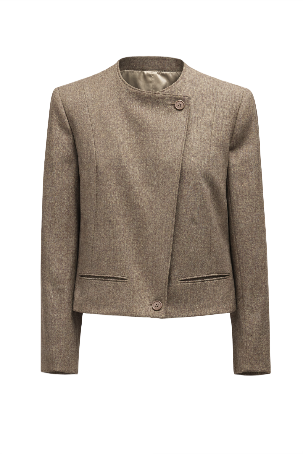 1980s Tan Wool Blazer - Front View