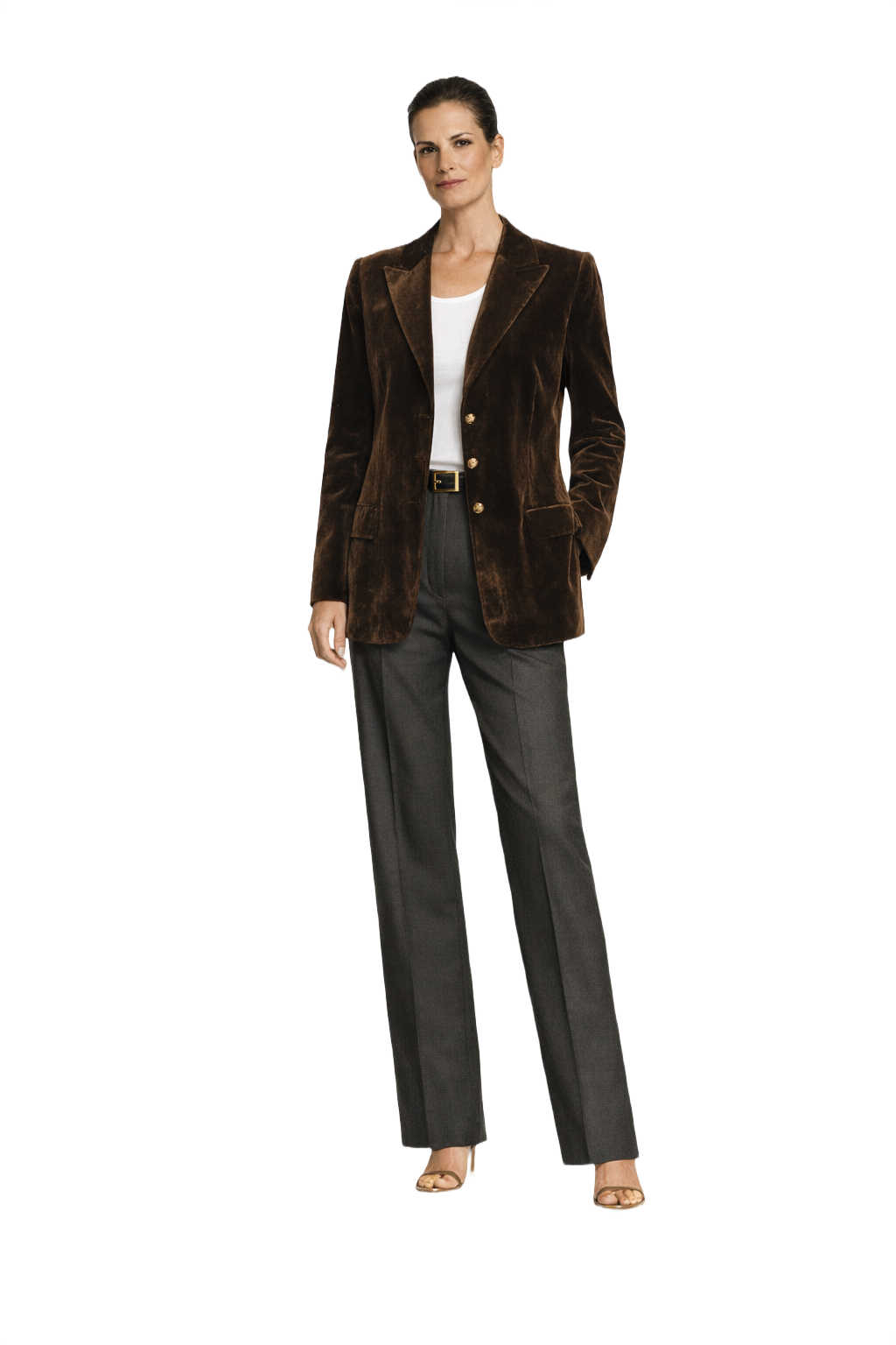 1990s Dark Brown Velvet Blazer - Model